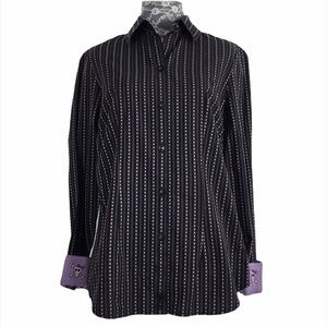 Women's Black and Purple Striped Top